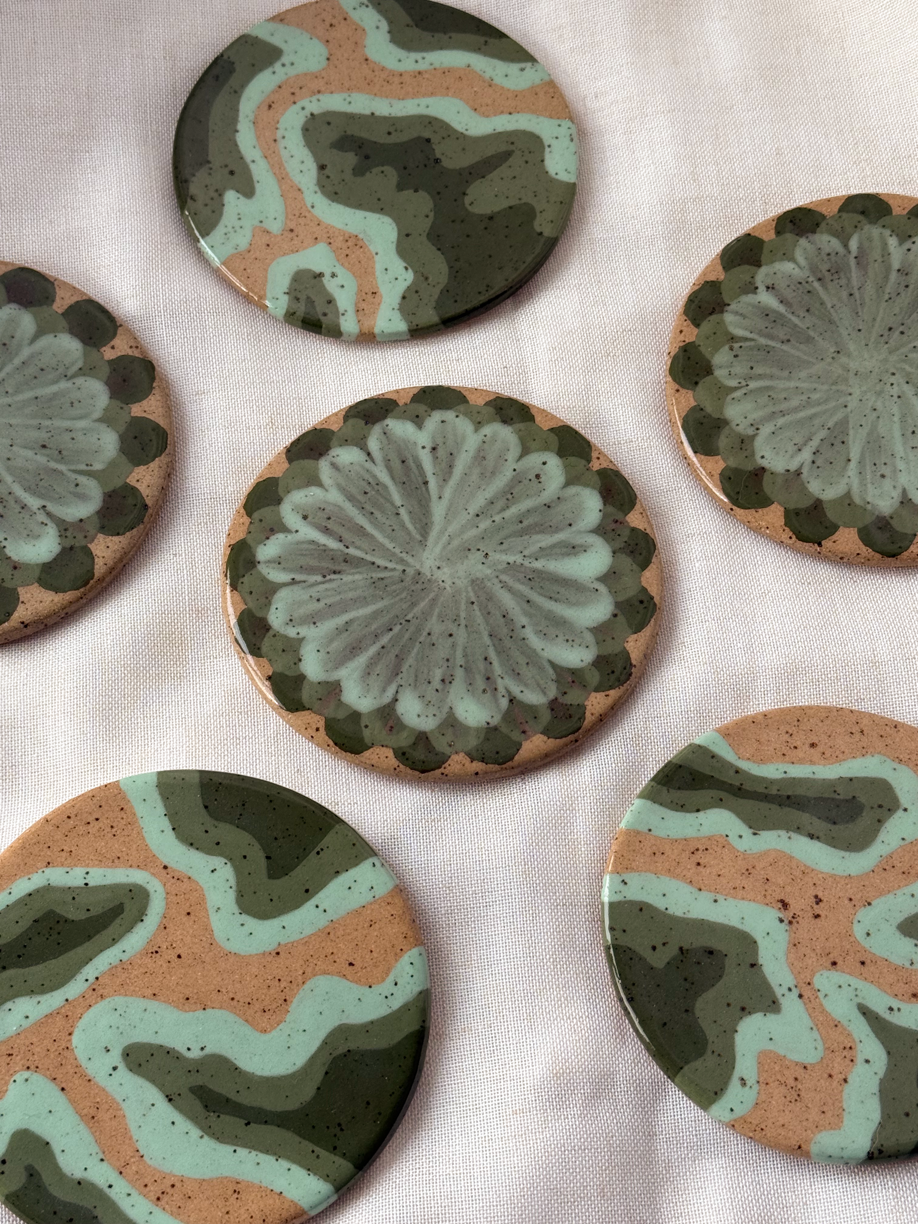 Green Agate Coaster Set