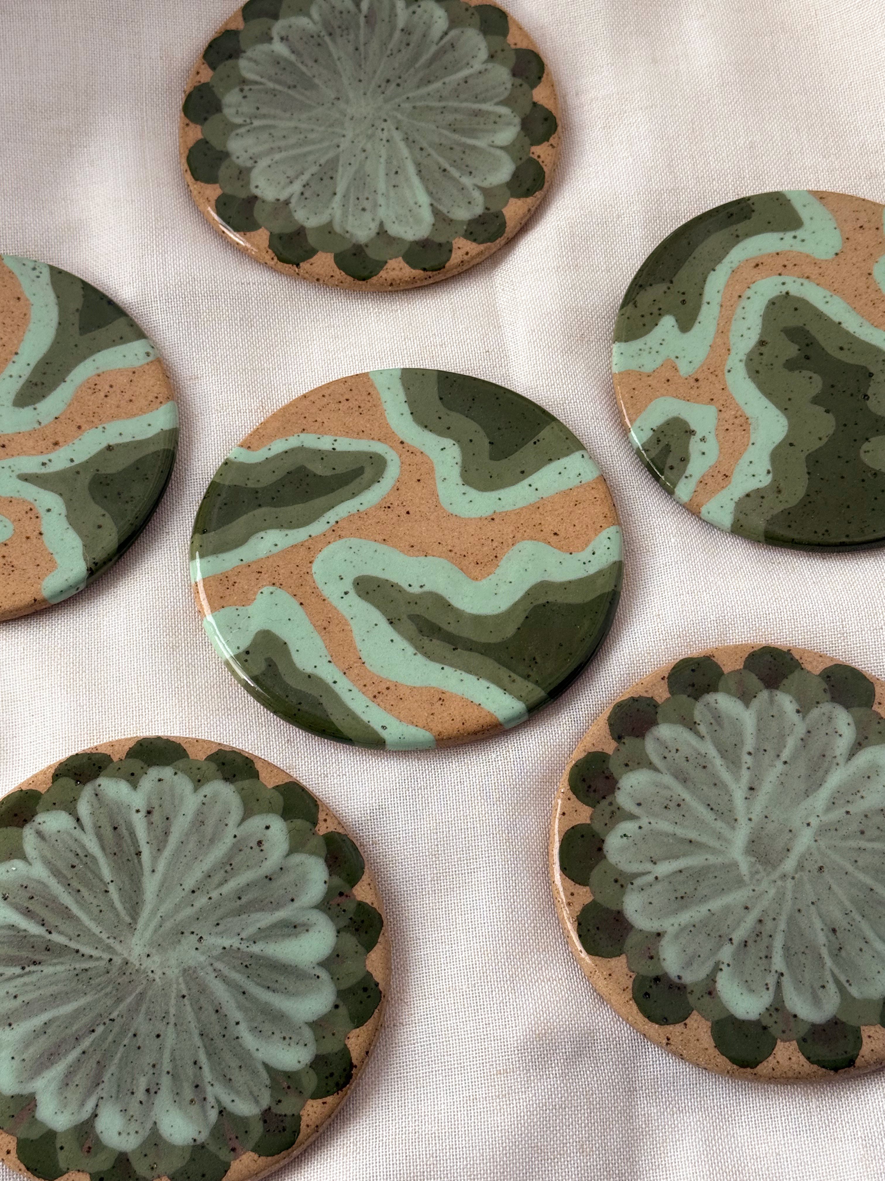 Green Agate Coaster Set