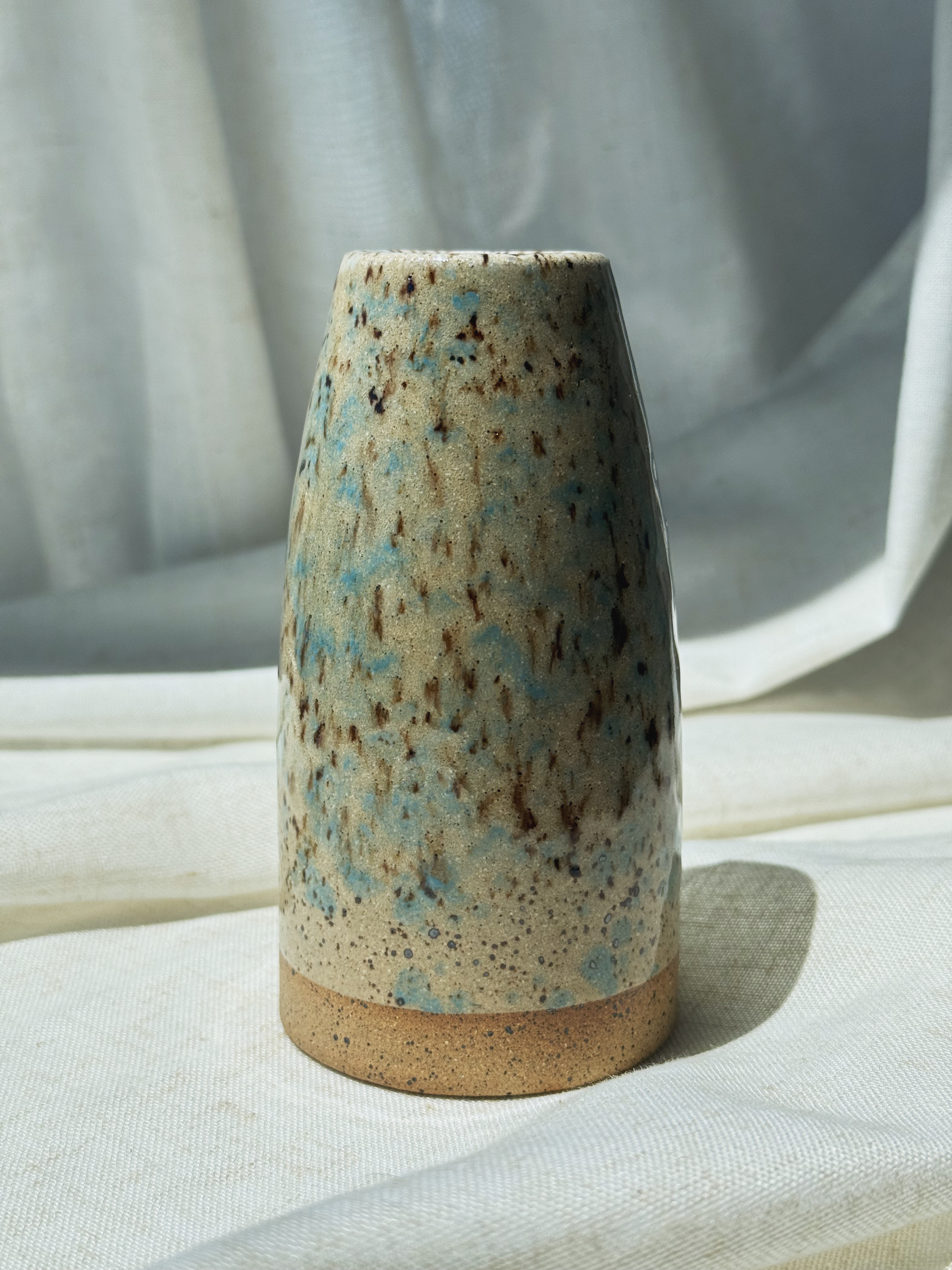 Speckled Blue Stem Vase