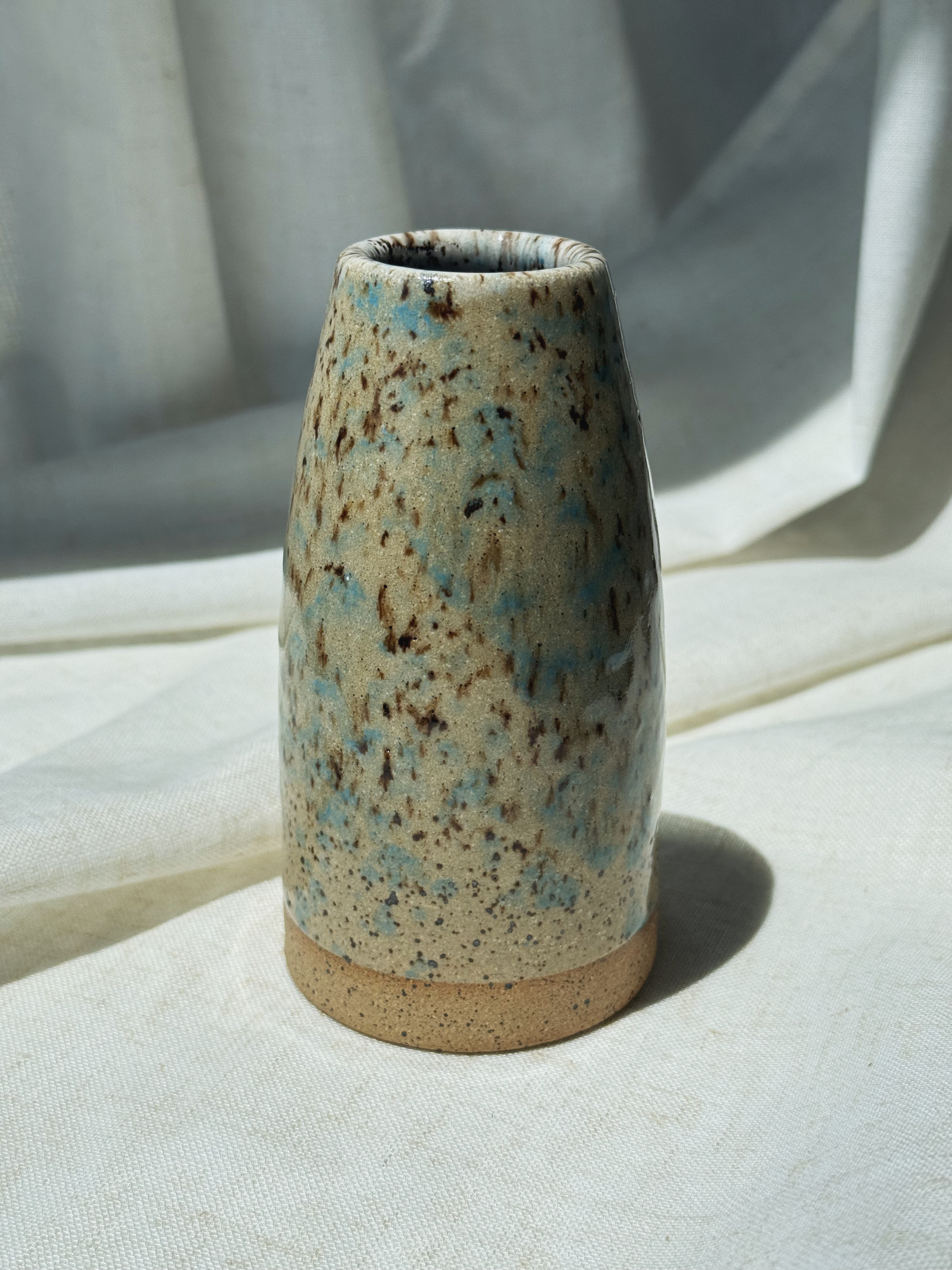 Speckled Blue Stem Vase