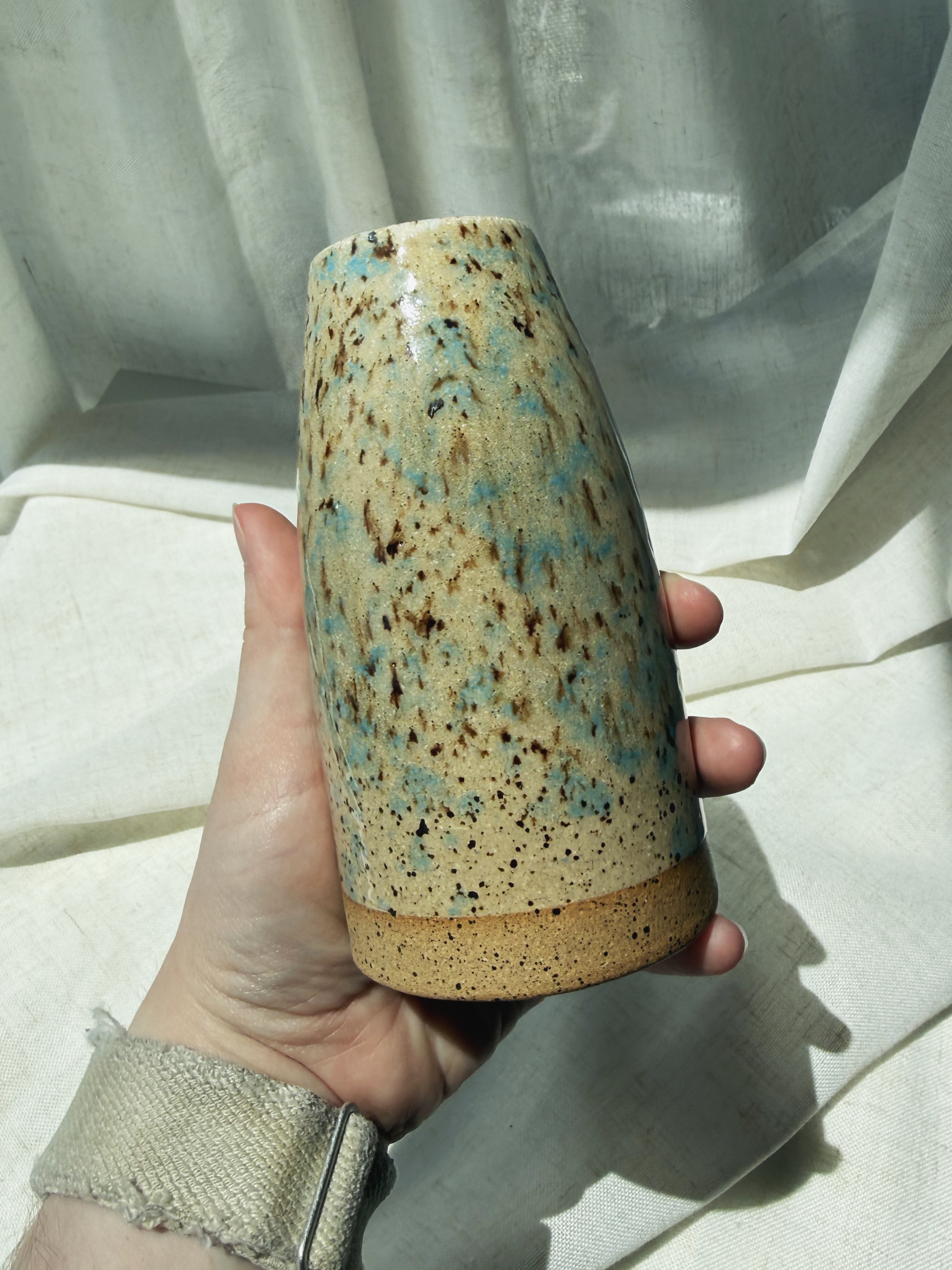 Speckled Blue Stem Vase