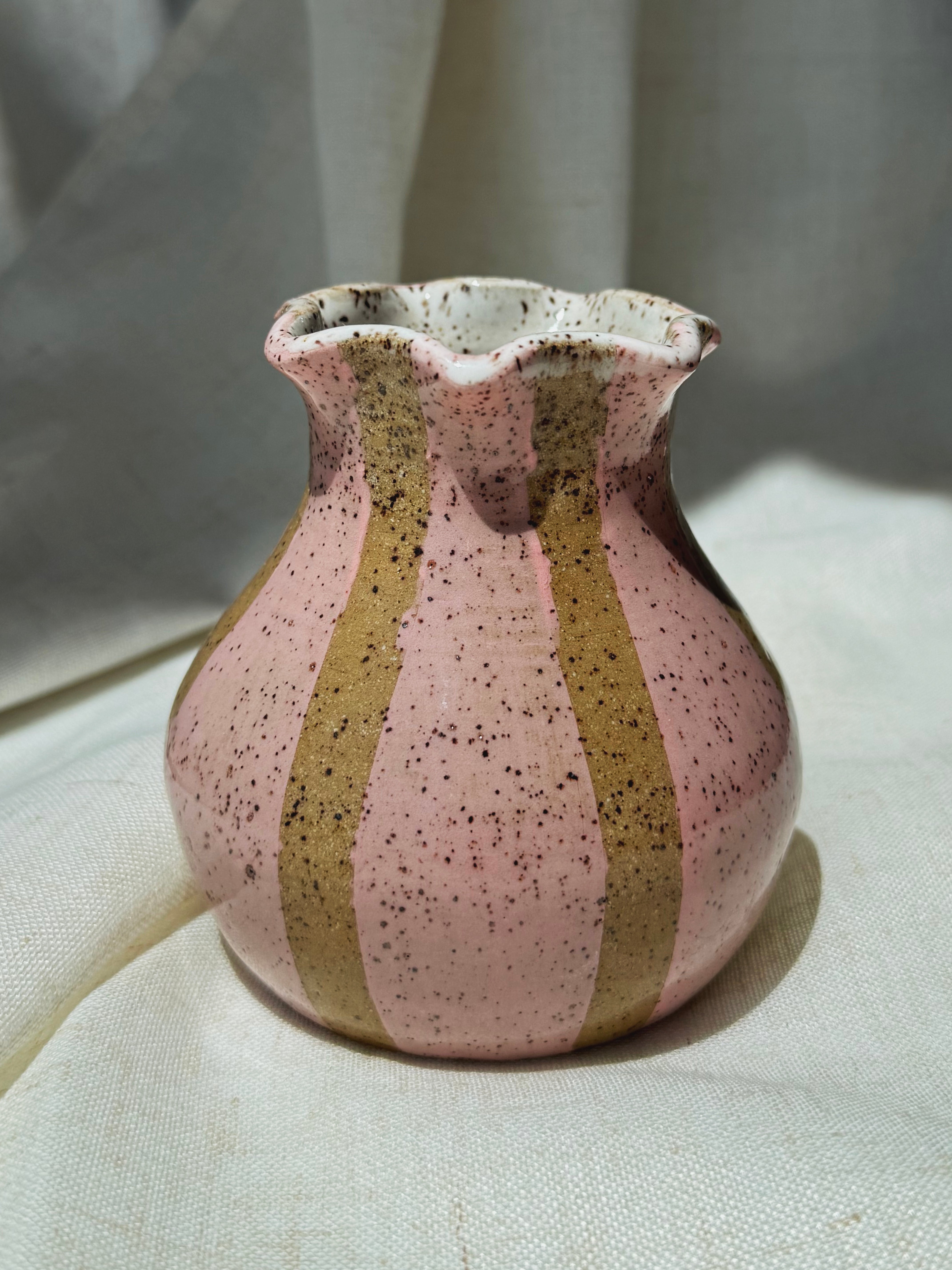 Pink Striped Flower Vase