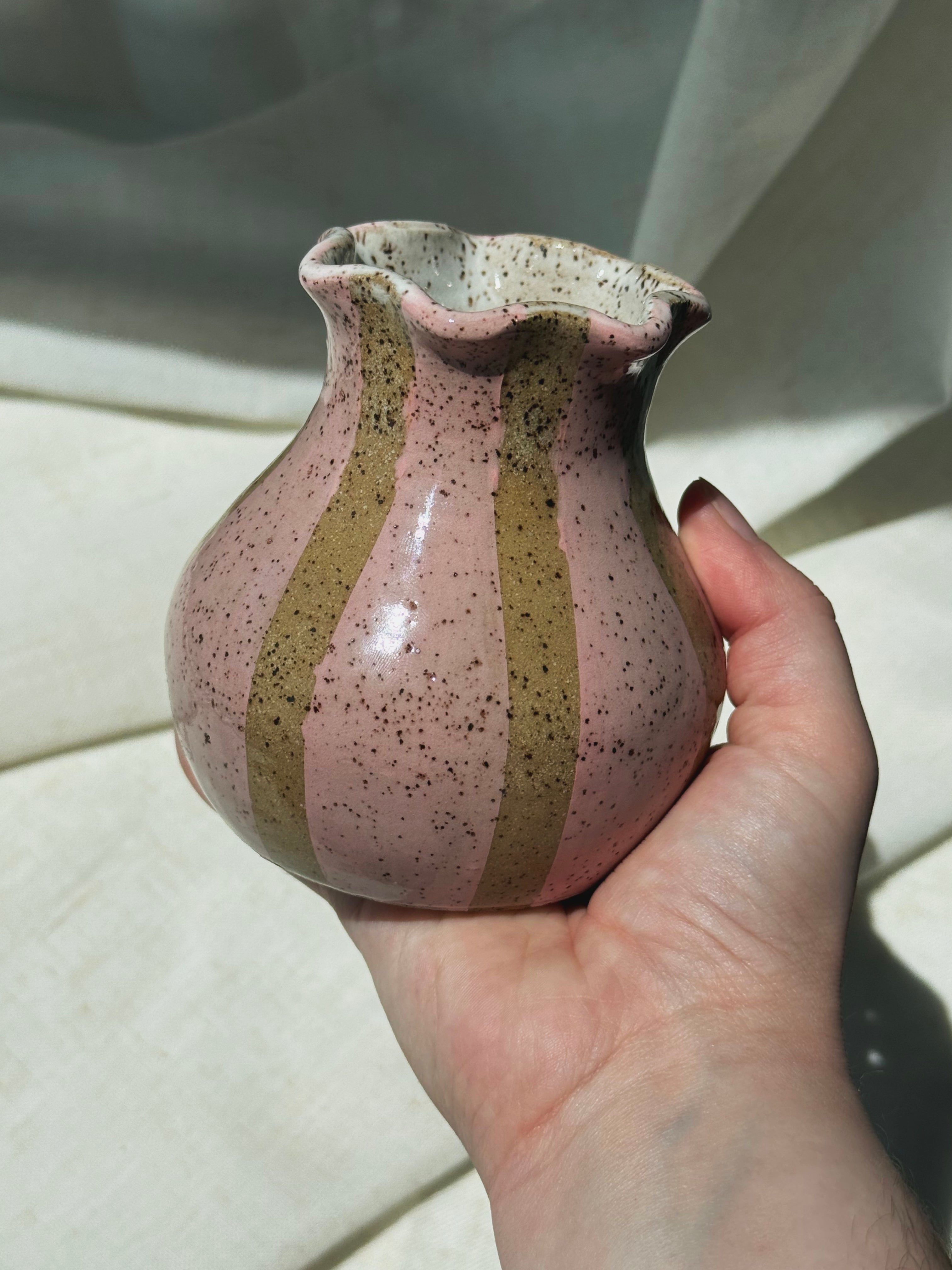 Pink Striped Flower Vase